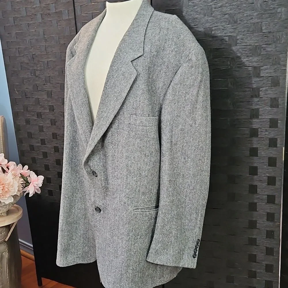 Gianfranco Ruffini Men's Camel Hair Gray Herringbone Blazer 52R
